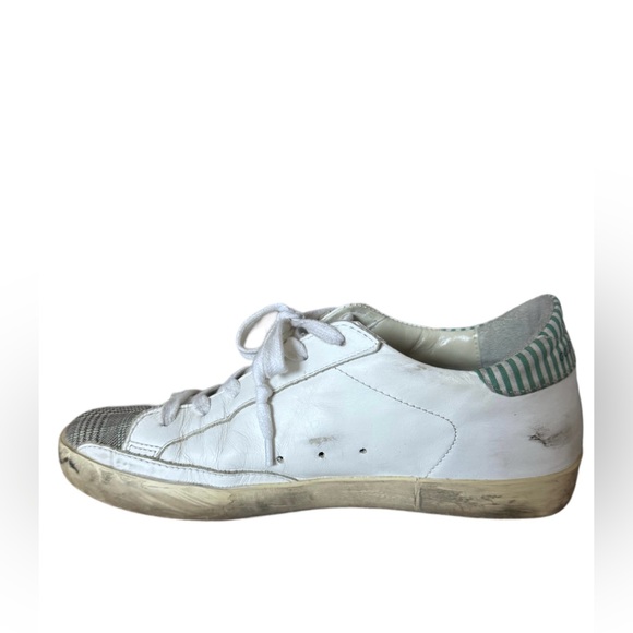 Golden Goose Superstar Plaid White and Green Sneakers Women Size US 7 / 37 EU - Picture 2 of 8